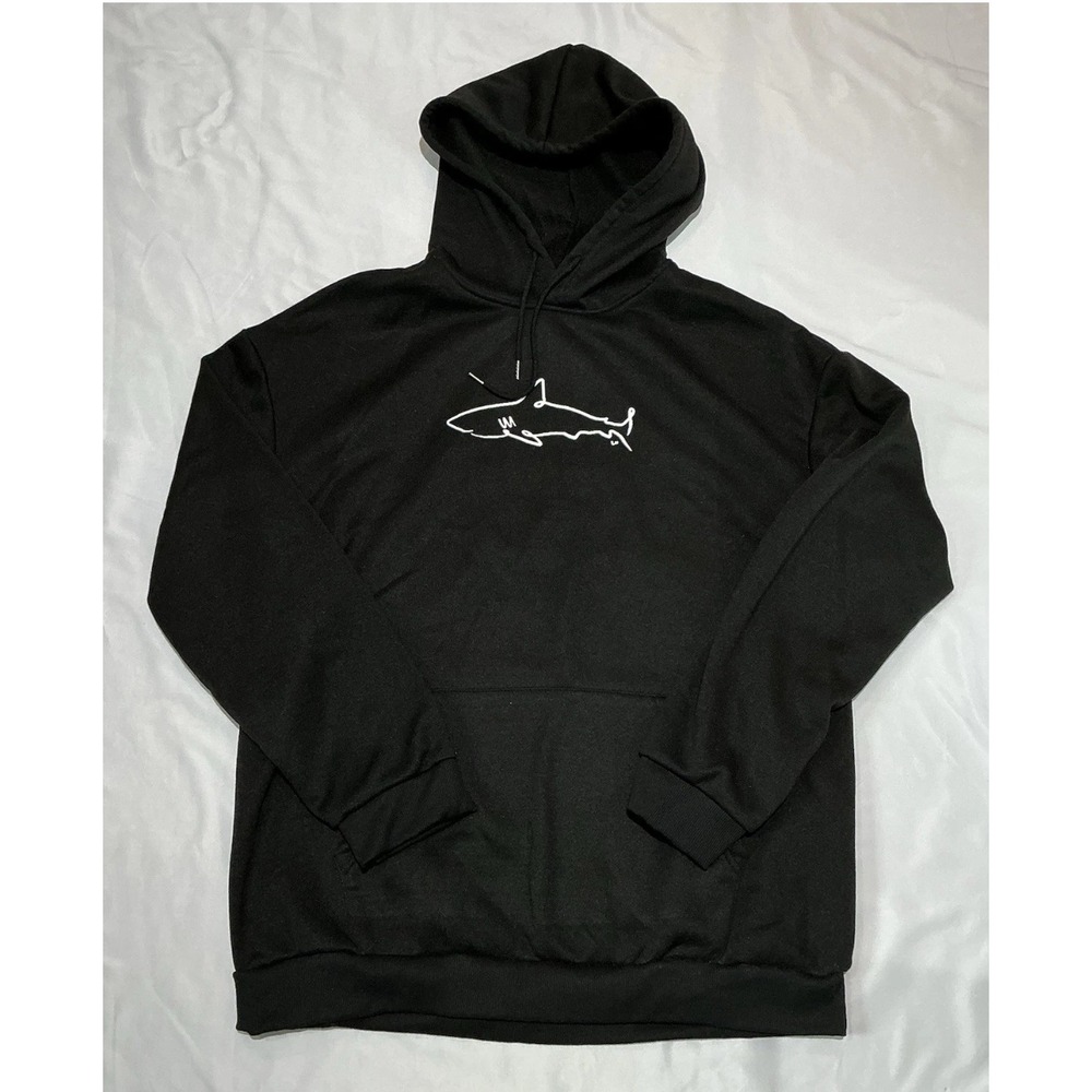Shein Shark Hoodie Mens XXL Black Pullover